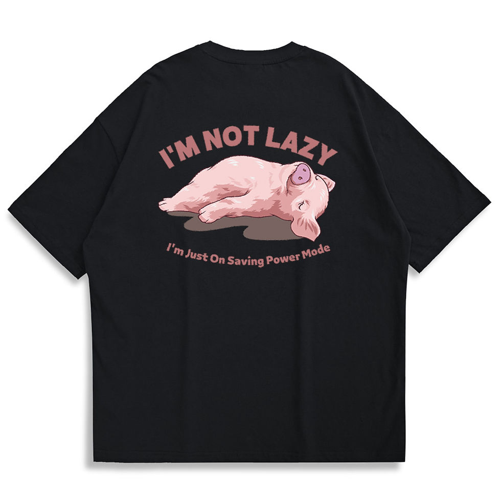 縮圖：【Creeps Original】I'm not Lazy Little Pig Oversized Printed T-shirt