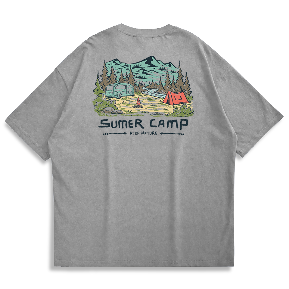 縮圖：【Creeps Original】Sumer Camp Oversized Half-sleeve T-shirt