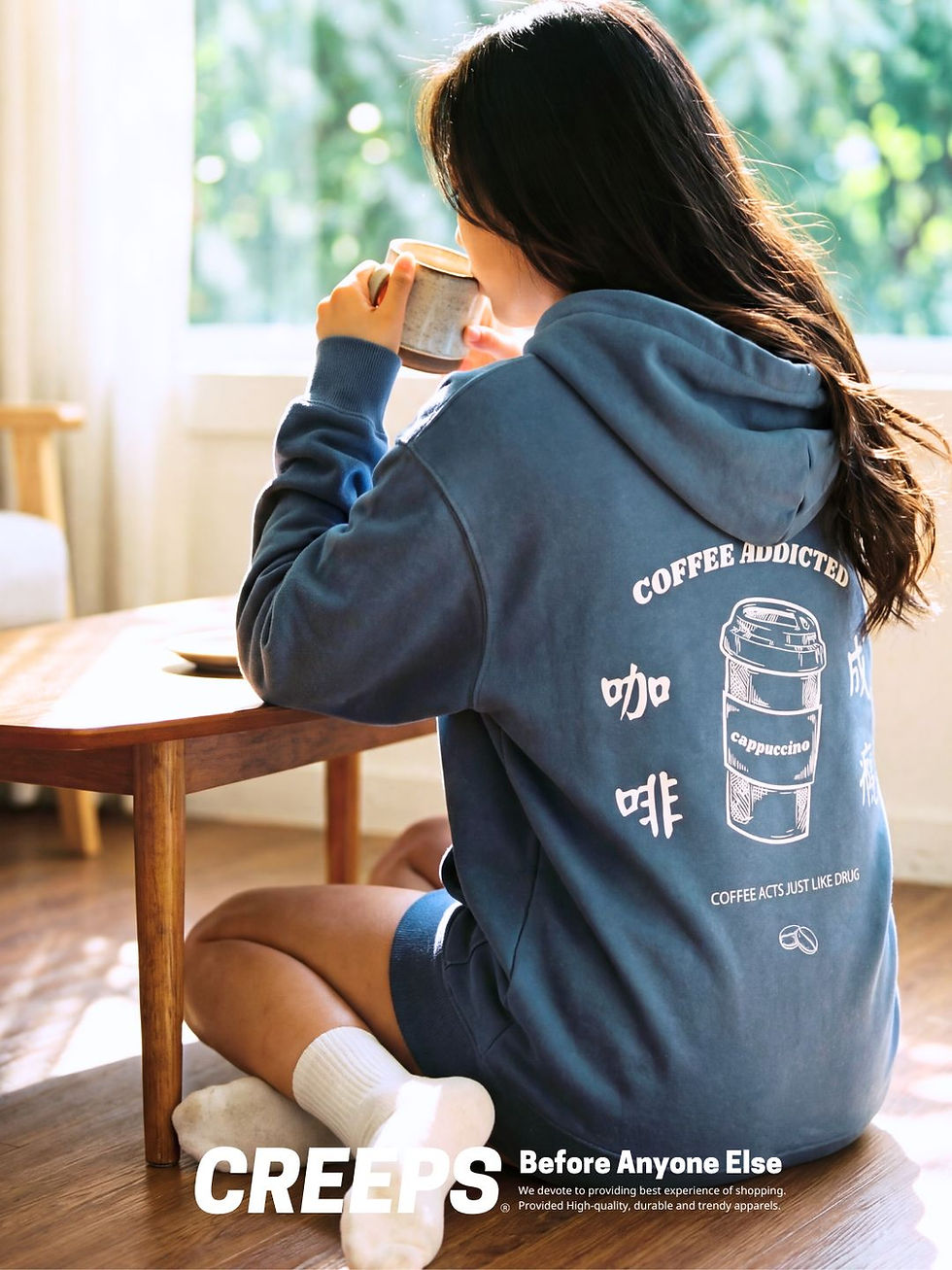 縮圖：CREEPS / COFFEE ADDICTED HEAVYWEIGHT PIQUE HOODIE 420G