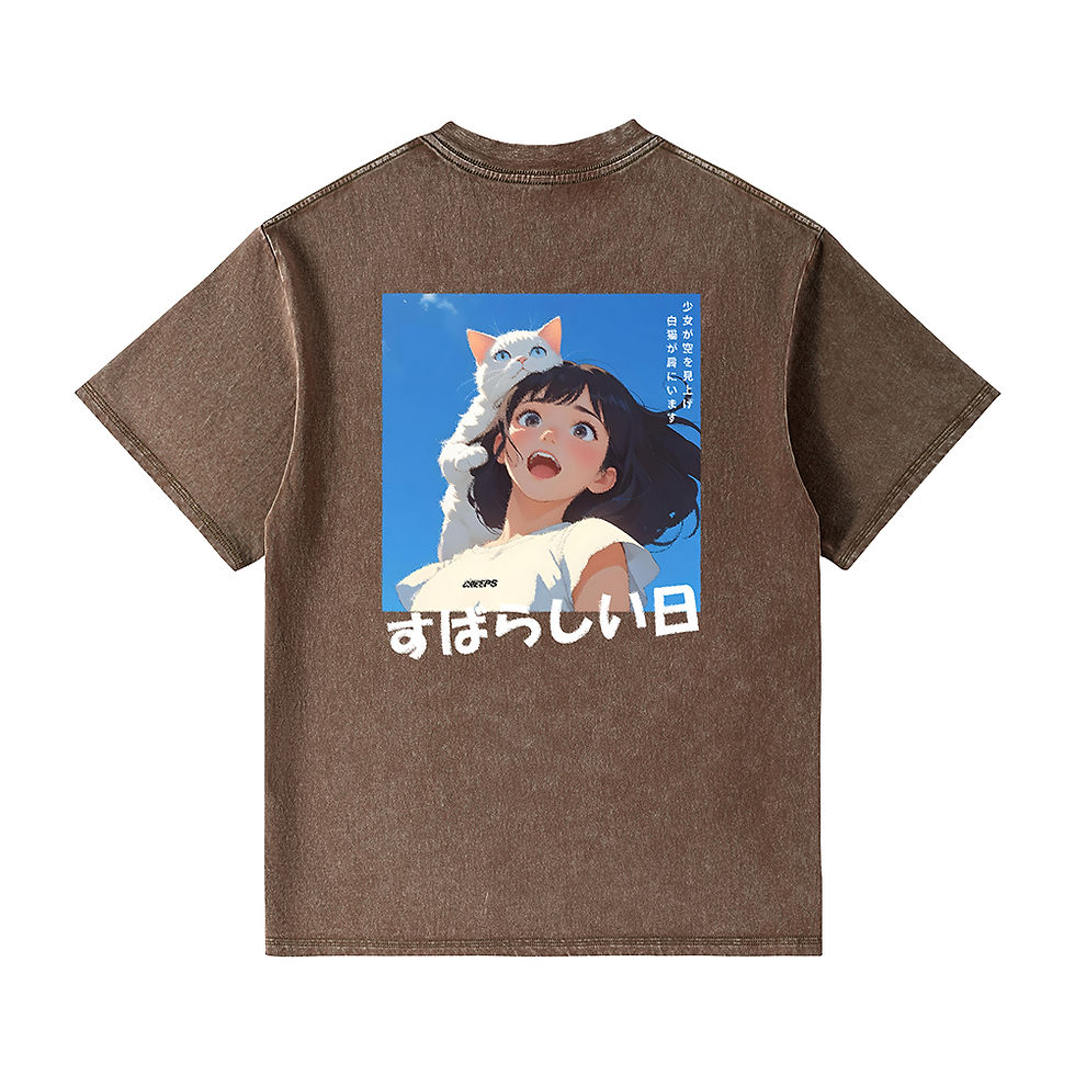縮圖：【重磅洗水色】元氣少女 Oversized Printed T-shirt