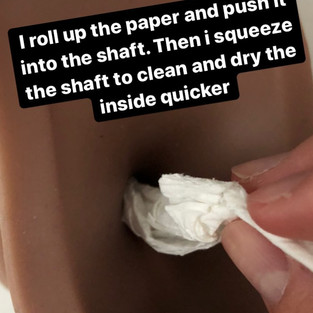 Tommy STP, close up of inside of the cup where I put in a rolled up piece of toilet paper to clean and dry