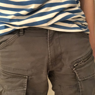 Packing with Trex in pants, front view