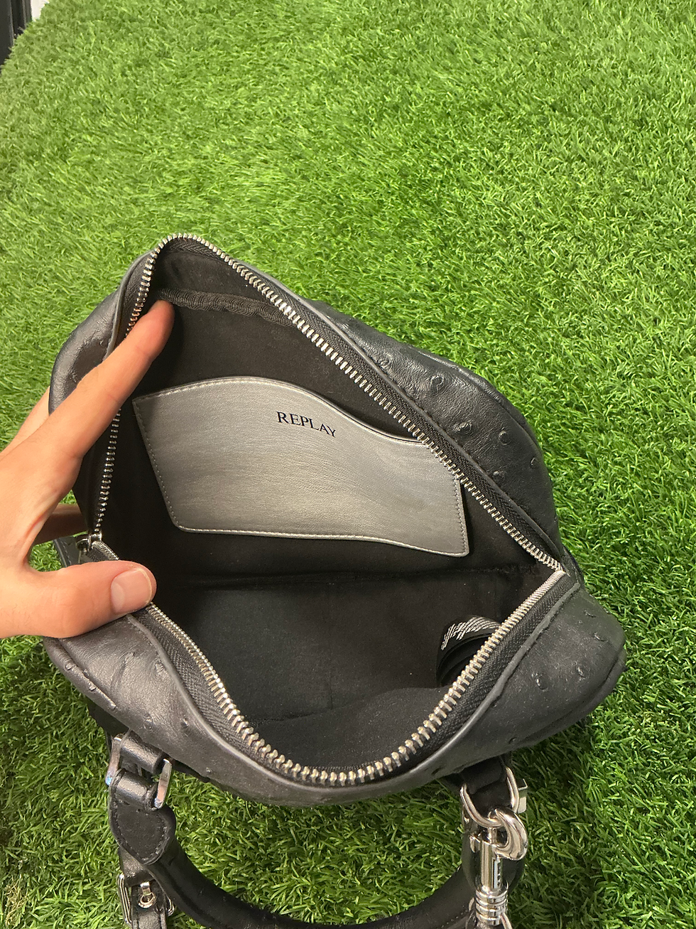 תמונה ממוזערת: Replay Mini Structured Bag – Black Ostrich Texture