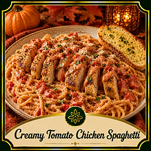 Creamy Tomato Chicken Spaghetti with tender chicken and creamy tomato sauce