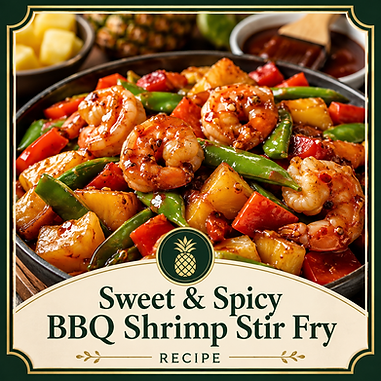 Connie Perry Recipes - Sweet & Spicy BBQ Shrimp Stir Fry