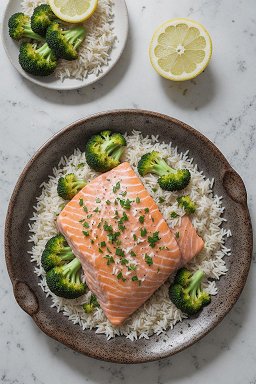 Baked salmon with broccoli 
