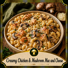 Connie Perry Recipes-Creamy Chicken & Mushroom Mac and Cheese