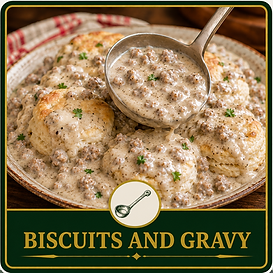 Connie Perry Recipes- Breakfast Biscuits & Gravy Recipe.png