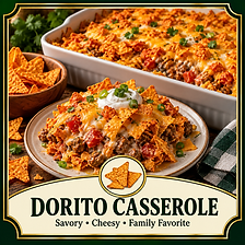 Cheesy Dorito casserole with seasoned ground beef, crunchy Doritos, and melted cheese