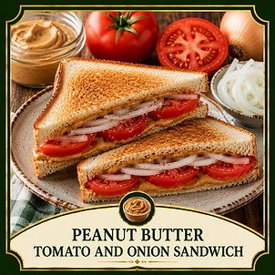 Connie Perry Recipes- Peanut Butter onion and tomato sandwich