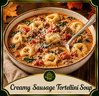 Connie Perry Recipes- Creamy Sausage Tortellini Soup
