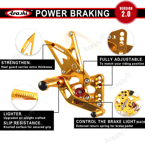 Arashi V2.0 Adjustable Rearsets For KAWASAKI NINJA ZX-6R ZX6R