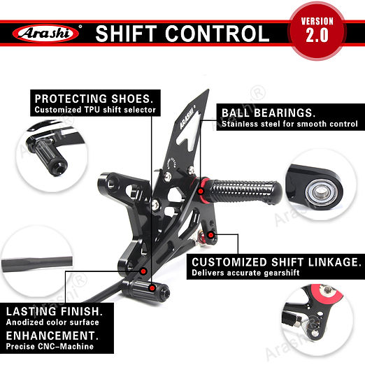 Arashi V2.0 Adjustable Rearsets For KAWASAKI NINJA ZX-6R ZX6R