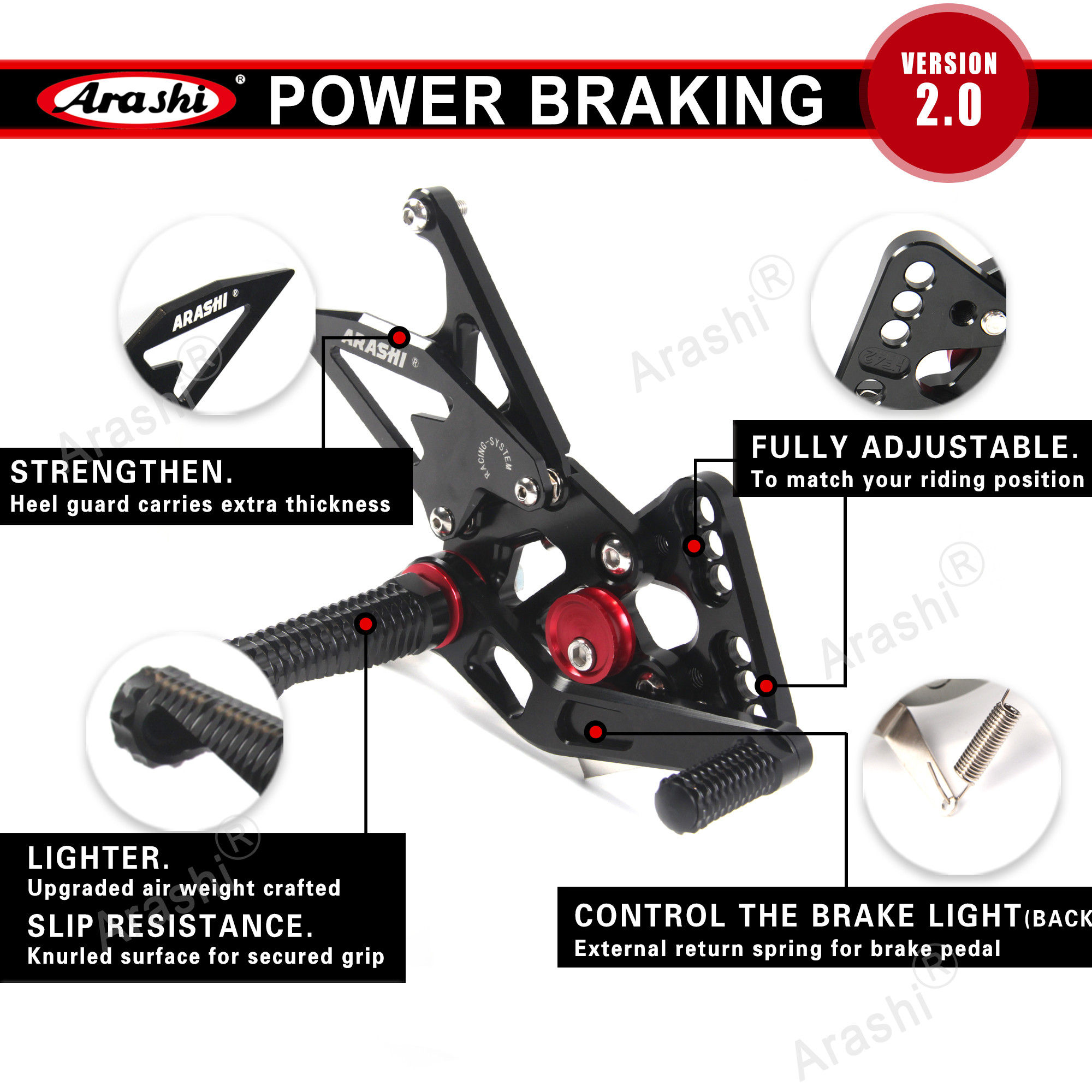 Arashi V2.0 Adjustable Rearsets For KAWASAKI Ninja ZX4R 2023 ZX