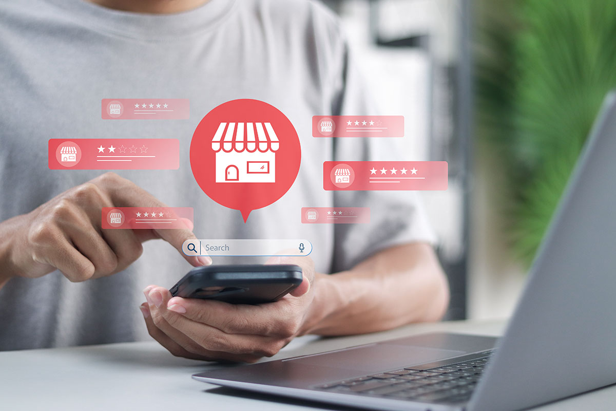 An SME looking at reviews of his small business