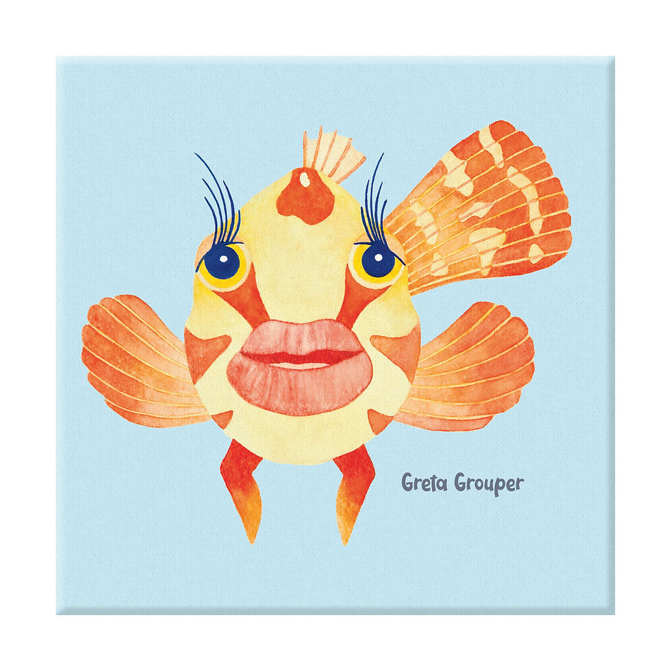 Thumbnail: Greta Grouper -  Portrait on Wrapped Canvas