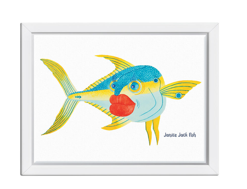 Thumbnail: Janice Jack Fish, Turning Left -  Framed Canvas