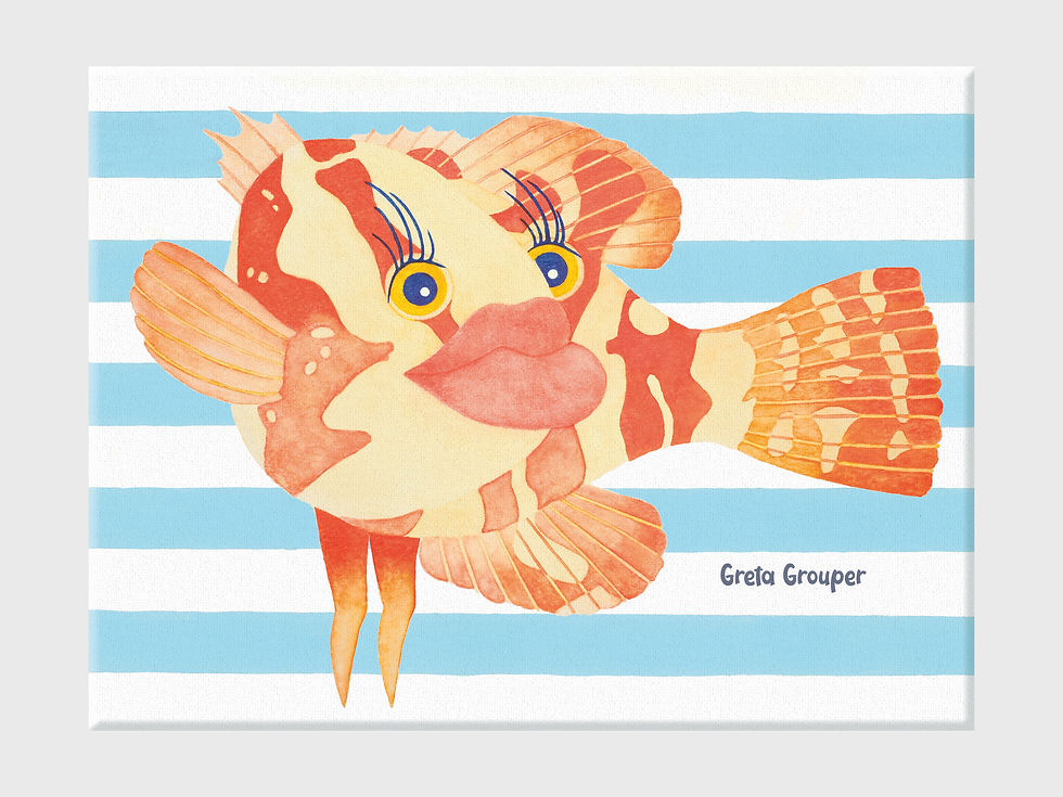 Thumbnail: Greta Grouper Turning Right -  Wrapped Canvas
