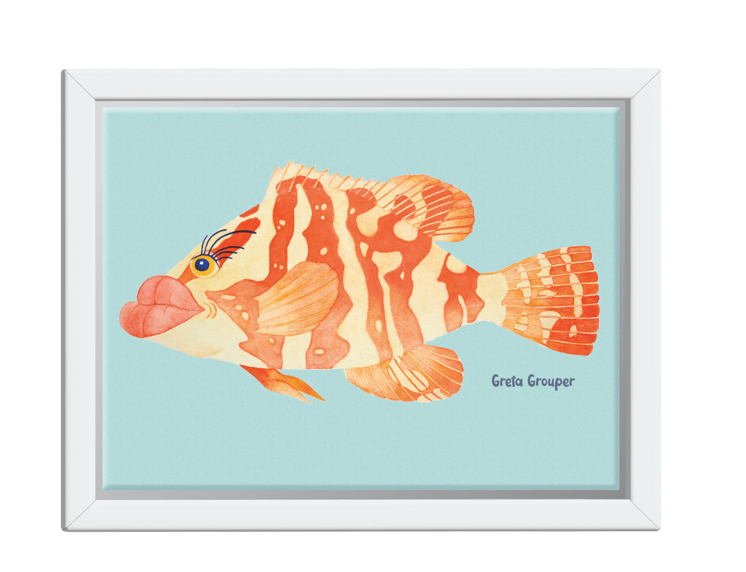 Greta Grouper, Left Profile -  Framed Canvas