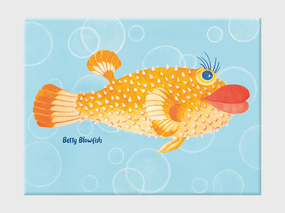 Thumbnail: Betty Blowfish, Right Profile -  Wrapped Canvas