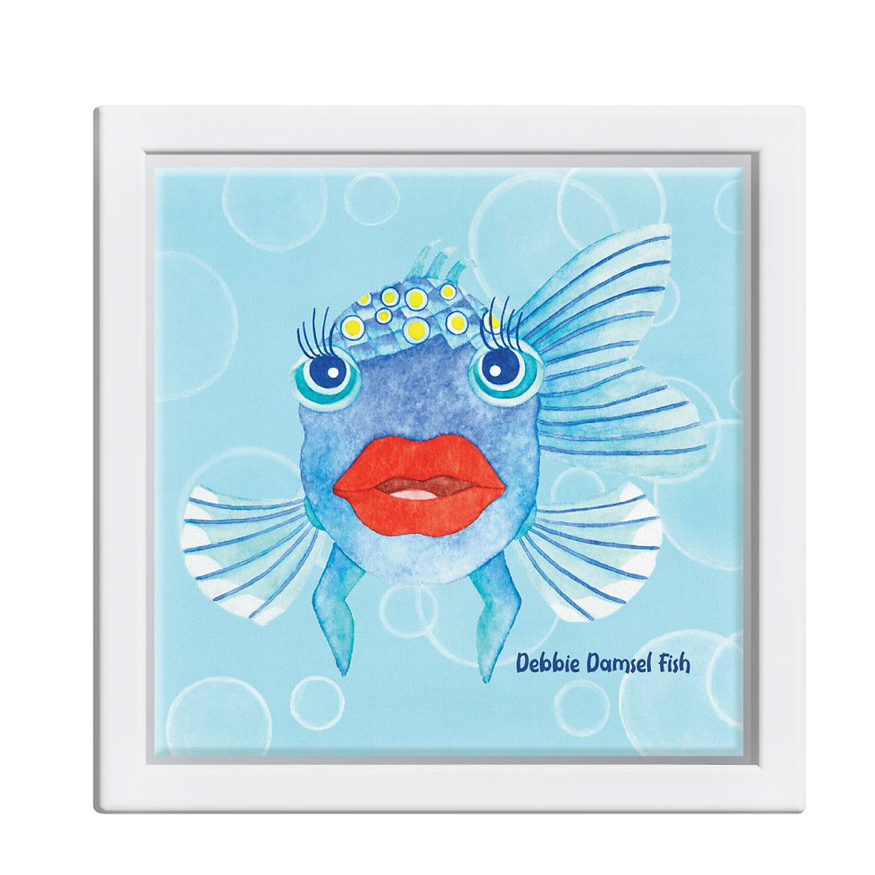 Thumbnail: Debbie Damsel Fish -  Framed Portrait on Wrapped Canvas