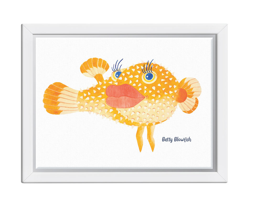 Thumbnail: Betty Blowfish, Turning Left -  Framed Canvas