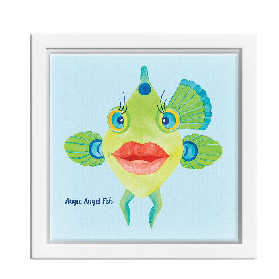 Thumbnail: Angie Angelfish -  Framed Portrait on Wrapped Canvas