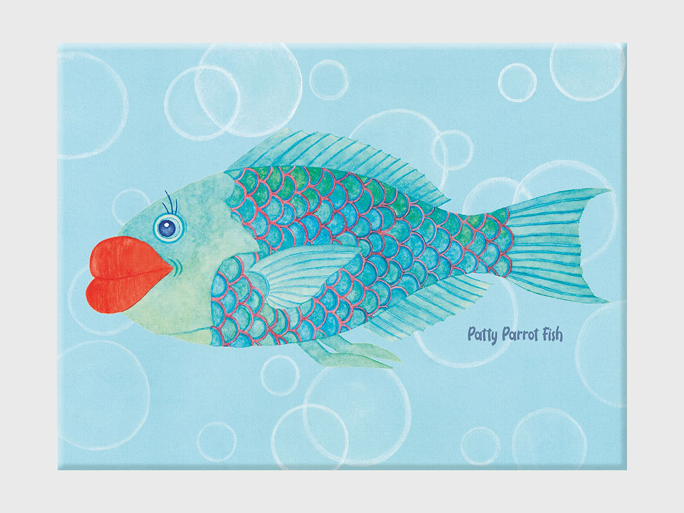 Thumbnail: Patty Parrot Fish, Left Profile -  Wrapped Canvas