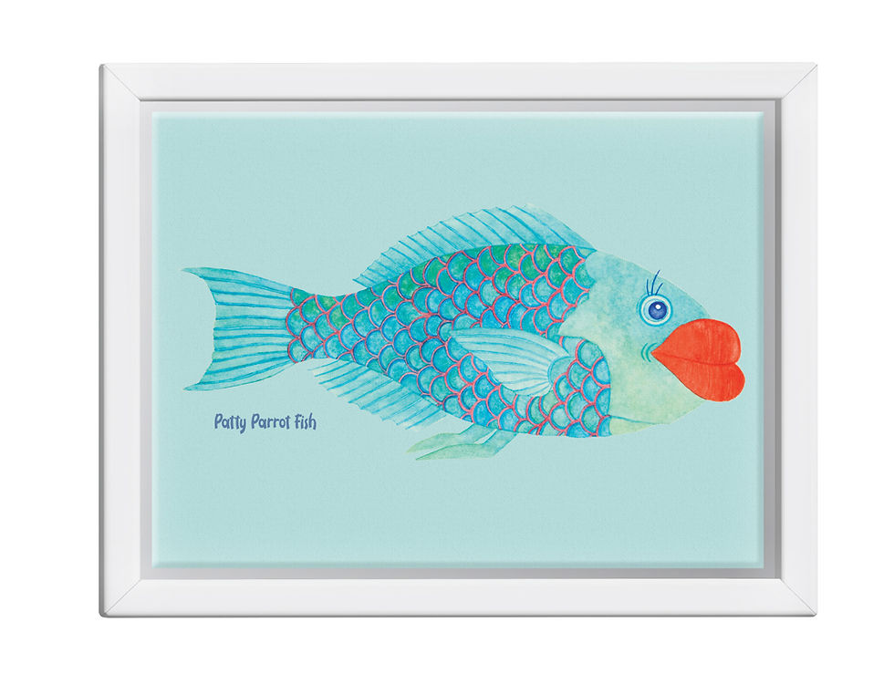 Thumbnail: Patty Parrot Fish, Right Profile -  Framed Canvas