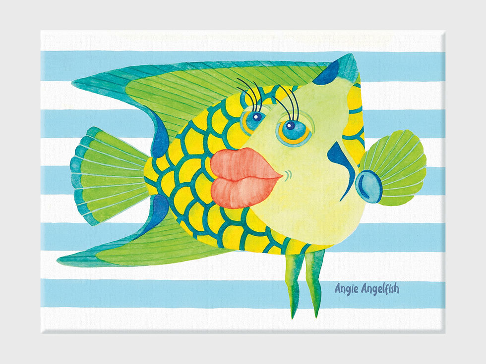 Thumbnail: Angie Angelfish, Turning Left -  Wrapped Canvas