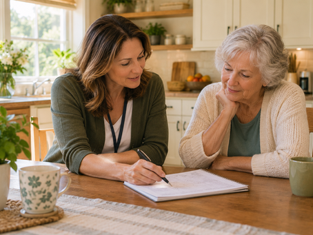 financial planning with an elderly woman