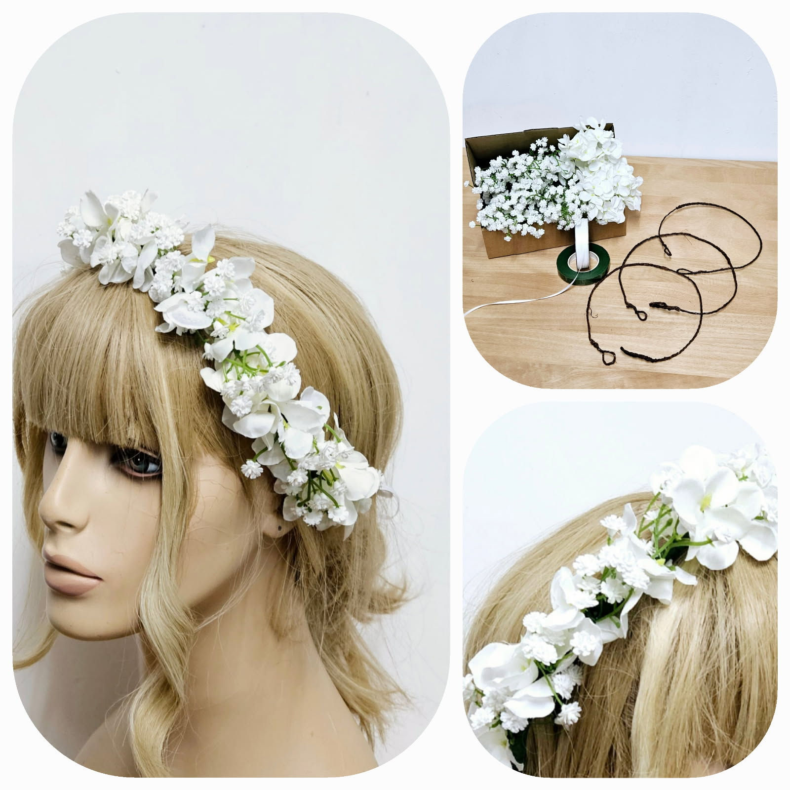 Simple White DIY Flower Crown Kit
