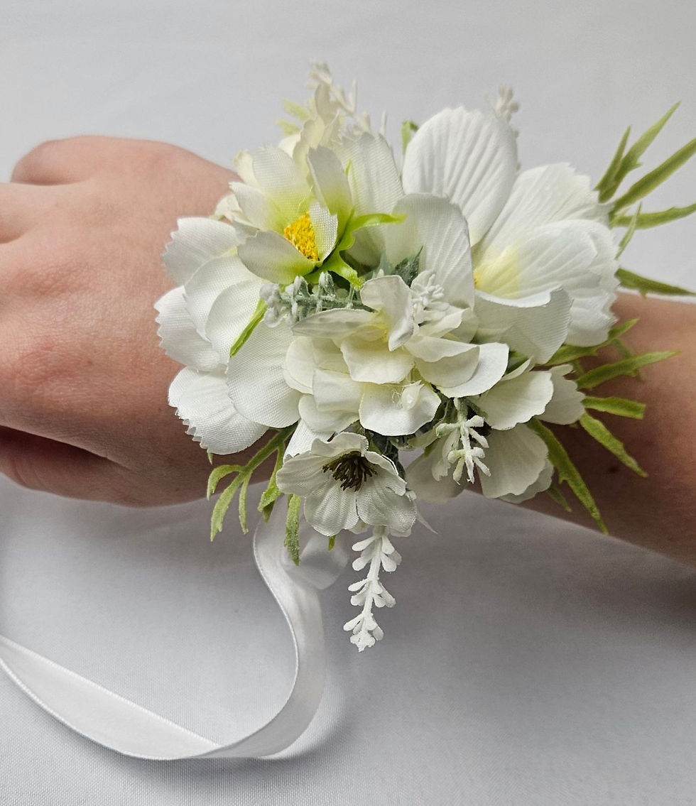 Thumbnail: White Cosmos Wrist Corsage