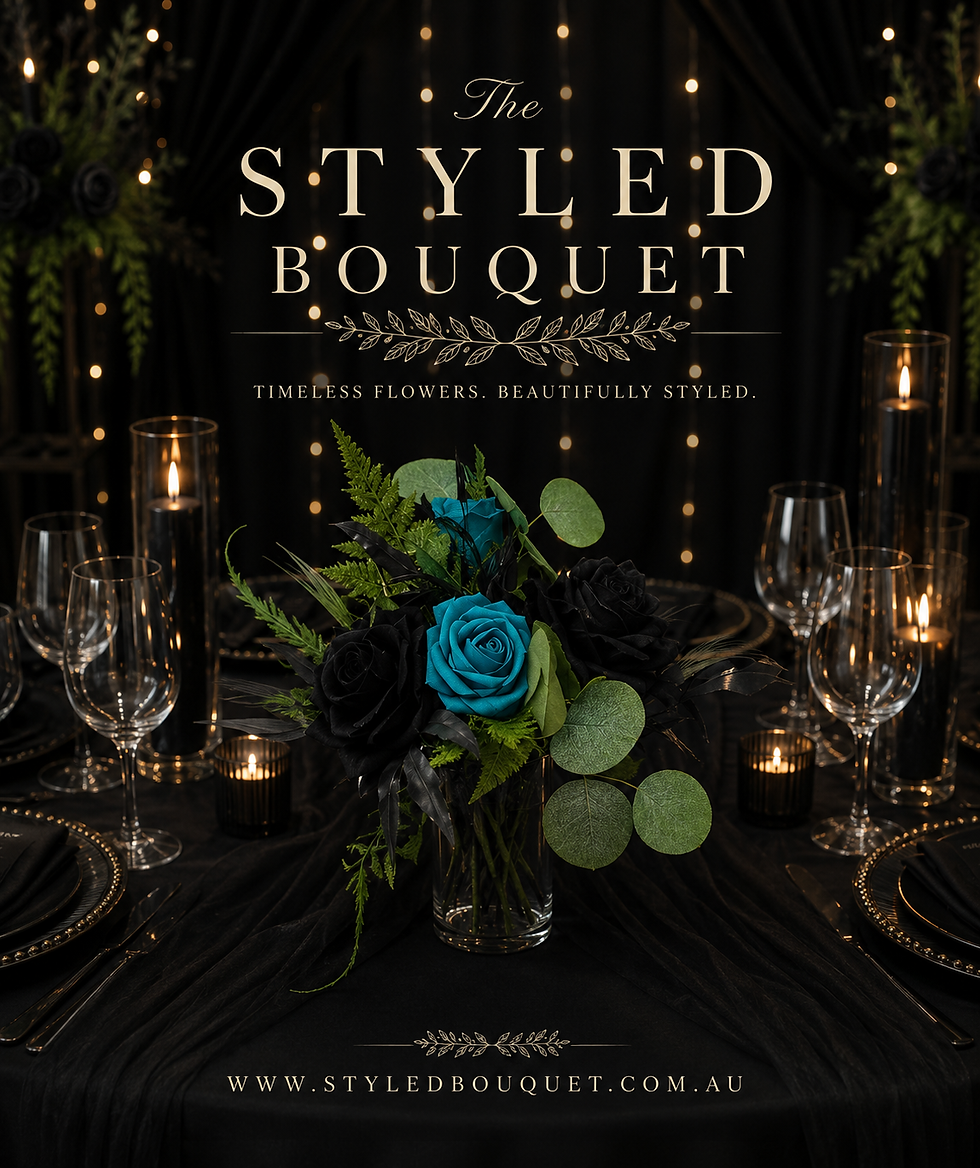 Thumbnail: Midnight Sapphire Bridal Bouquet - Luxury Black & Blue rose silk wedding flowers