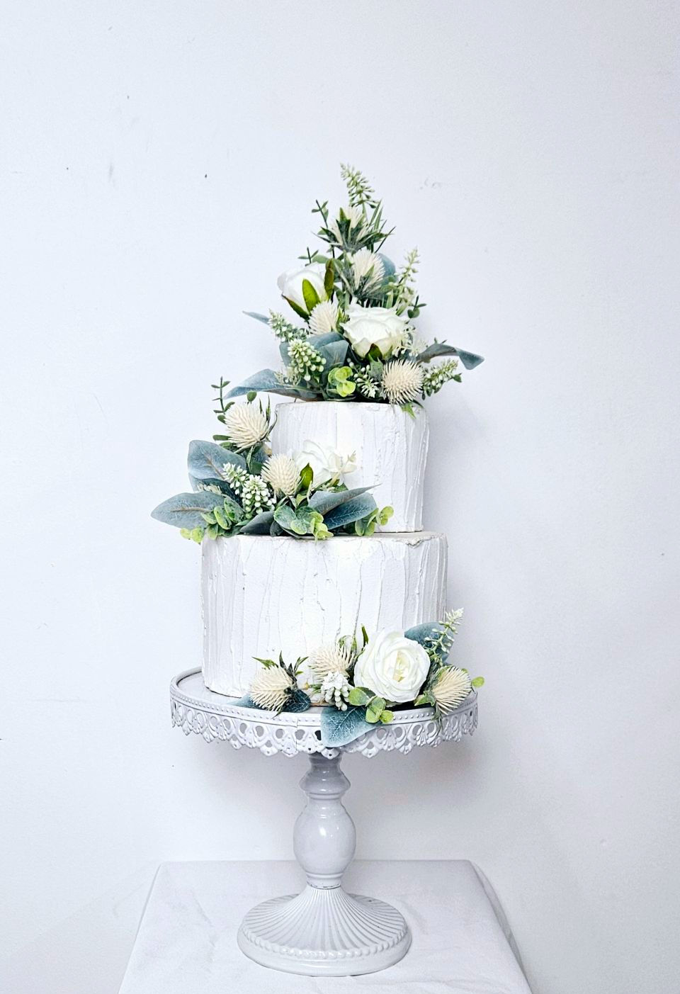Thumbnail: White King Protea and Icy Blue Bridal Set