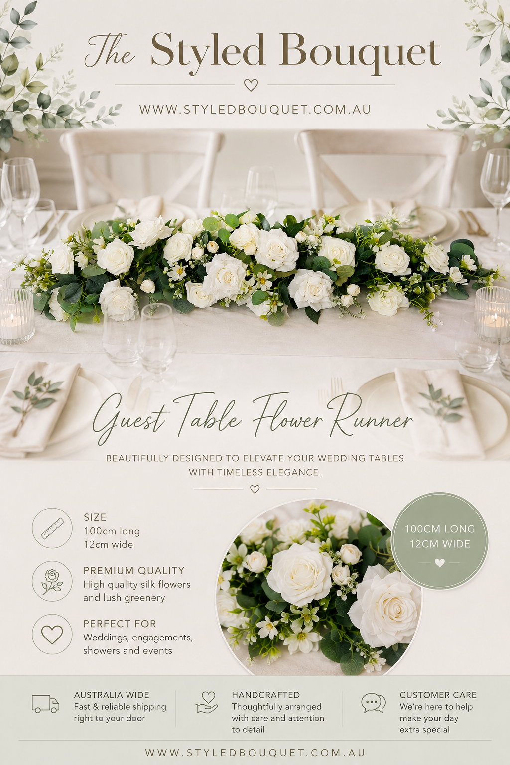 White Garden Path - Guest Table Runner