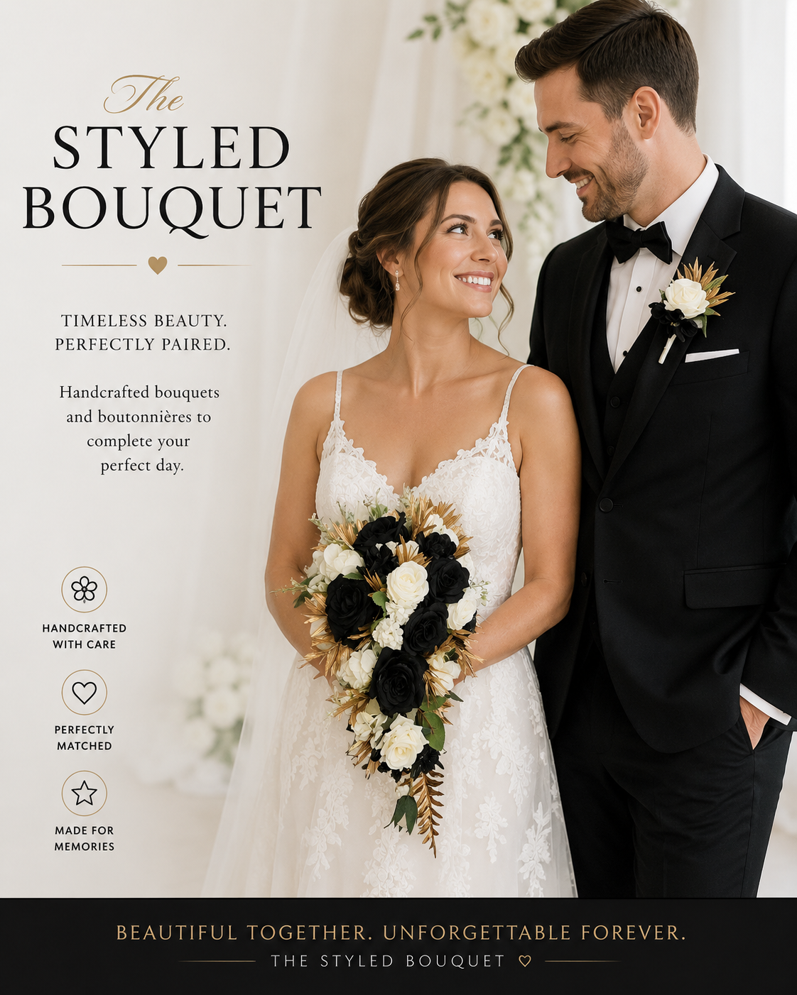 White & Black Rose Bridal Package