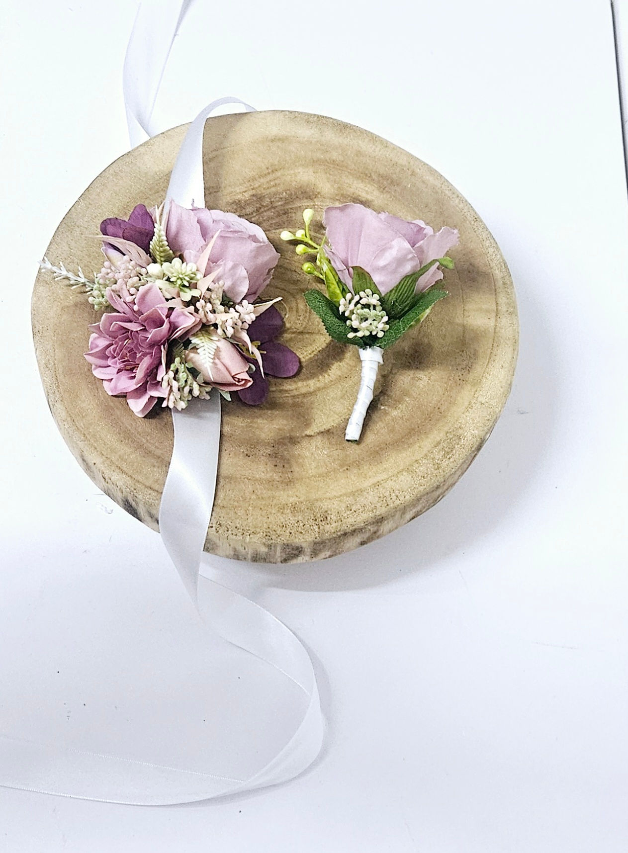 Purple Nights - Wrist corsage & button hole set 