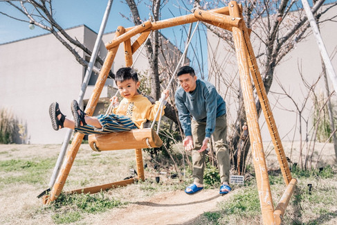 Two boys at Glampremier glamping at Shikoku.