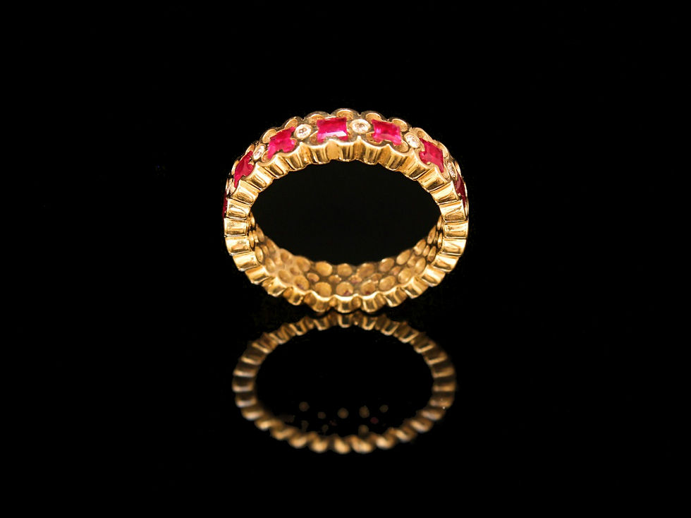 Thumbnail: Fiery Red Ruby Trinity Ring