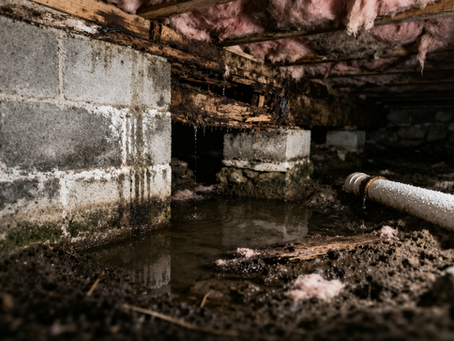 moisture issues in a damp basement causing structural issues