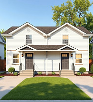 half duplex home cute, includes driveways on either side and 2 front doors (this is a hous