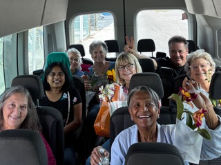 Members of the Tampa Orchid Club on the bus for their field trip