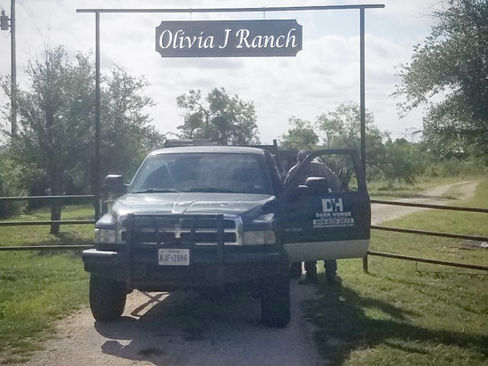 An entryway gate custom made with the Dark Horse Metal Works mobile welding truck underneath