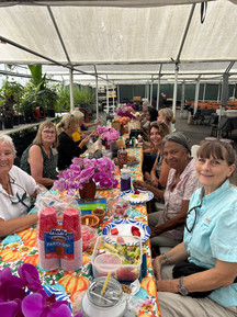 Group of Tampa Orchid Club members at the table at Orchids in Bloom