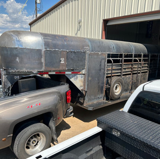 Wight Ranch trailer in the process of being restored at the Dark Horse Metal Works welding shop in Granbury