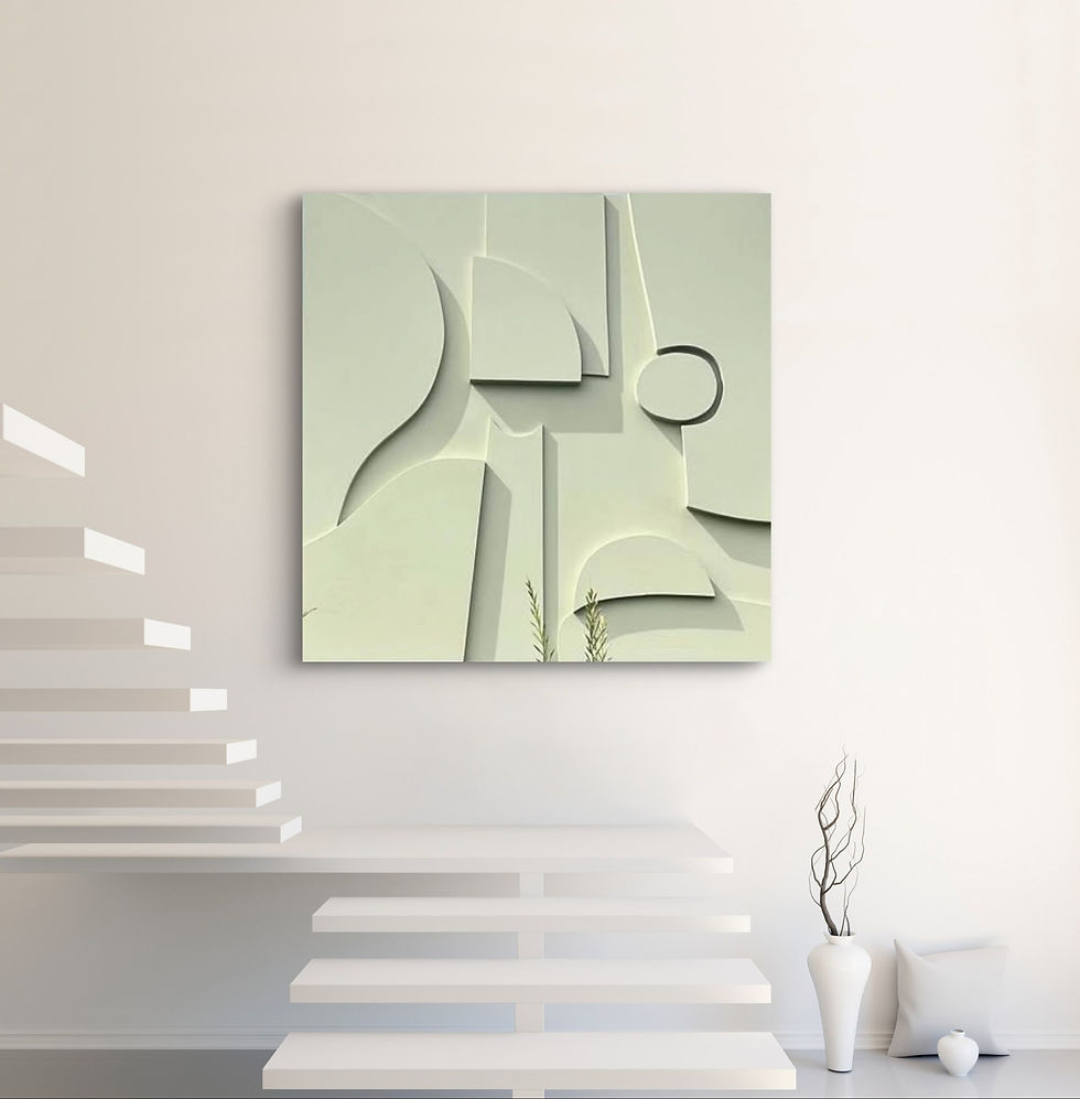 Thumbnail: Abstract geometric art. Modern sculpture painting, interlocking shapes. Contemporary Minimalism. Canvas. Beautiful-Everything.com