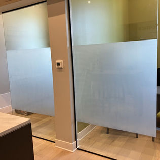 decorative glass in a commercial building