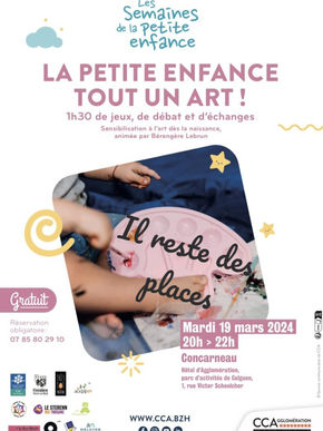 La Petite enfance, Tout un art !!
Il reste quelques places 
C'est ce mardi 19 mars,  animé par Liliroulotte (Bérangère LeBrun)
