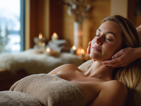 a woman is getting a head massage